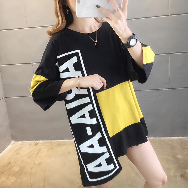 Tricou asimetric pentru femei, primăvară, vară, supradimensionat, din bumbac, Harajuku, ocazional, cu imprimeu cu litere, topuri hip hop