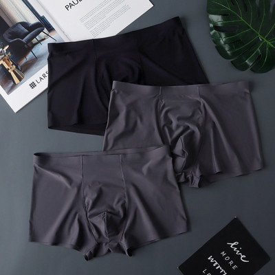 3 db/szett Boxer Homme átlátszó szexi férfi U domború fehérnemű derékközépen Ultra vékony jégselyem szexi lélegző 2022