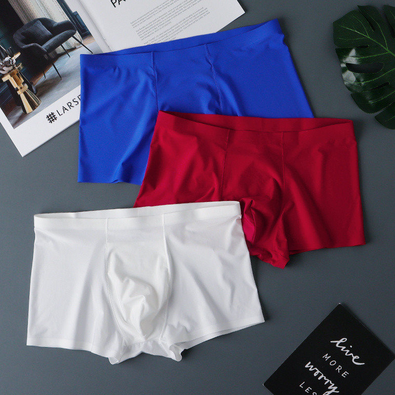 3 db/szett Boxer Homme átlátszó szexi férfi U domború fehérnemű derékközépen Ultra vékony jégselyem szexi lélegző 2022