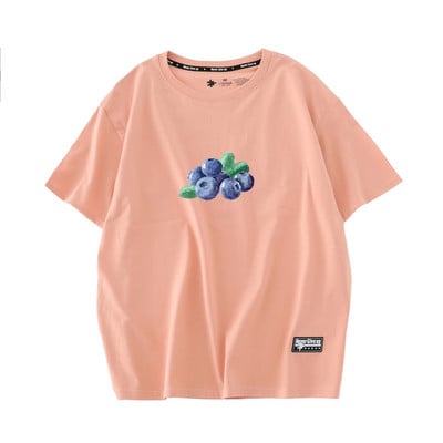 WAVLATII moteriški balti medvilniniai marškinėliai su mėlynėmis marginti laisvalaikio rožiniai vasariniai marškinėliai trumpomis rankovėmis WT2206