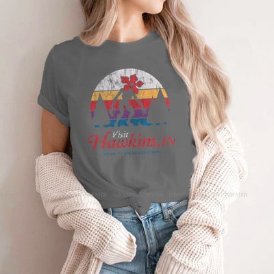 Apsilankykite „Hawkins Vintage Distressed Demogorgon“ marškinėliai mergaitėms „Stranger Things“ Joyce'as Jimas Mike'as „Eleven Tees“ moteriški marškinėliai Graphic