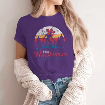 Apsilankykite „Hawkins Vintage Distressed Demogorgon“ marškinėliai mergaitėms „Stranger Things“ Joyce'as Jimas Mike'as „Eleven Tees“ moteriški marškinėliai Graphic