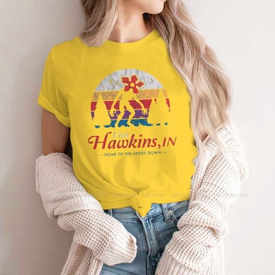 Apsilankykite „Hawkins Vintage Distressed Demogorgon“ marškinėliai mergaitėms „Stranger Things“ Joyce'as Jimas Mike'as „Eleven Tees“ moteriški marškinėliai Graphic
