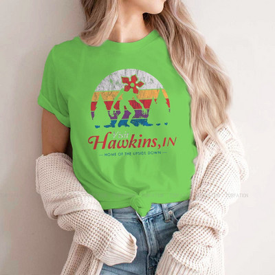 Apsilankykite „Hawkins Vintage Distressed Demogorgon“ marškinėliai mergaitėms „Stranger Things“ Joyce'as Jimas Mike'as „Eleven Tees“ moteriški marškinėliai Graphic