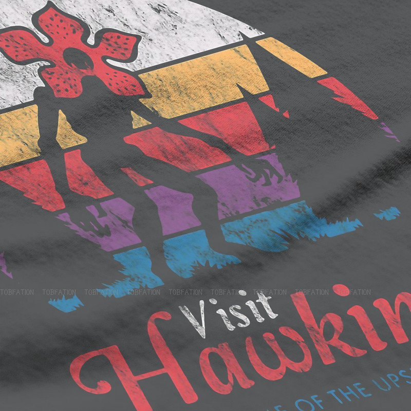 Apsilankykite „Hawkins Vintage Distressed Demogorgon“ marškinėliai mergaitėms „Stranger Things“ Joyce'as Jimas Mike'as „Eleven Tees“ moteriški marškinėliai Graphic