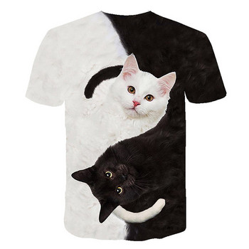 Fashion Lovely Cat 3D Print Γυναικεία μπλουζάκια για κορίτσια Animal Harajuku με στρογγυλή λαιμόκοψη με κοντό μανίκι Unisex καλοκαιρινά μπλουζάκια και μπλουζάκια 6XL