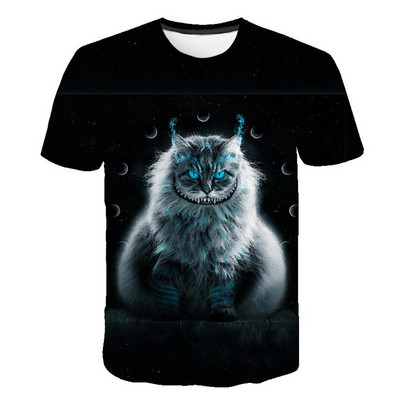 Fashion Lovely Cat 3D Print Női Női Lány Póló Állati Harajuku Kereknyakú, Rövid ujjú Uniszex Nyári Felsők és pólók 6XL