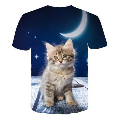 Fashion Lovely Cat 3D Print Női Női Lány Póló Állati Harajuku Kereknyakú, Rövid ujjú Uniszex Nyári Felsők és pólók 6XL