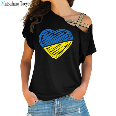 Vintage Ukraina Ukraina lipuga T-särgid Suvised Naiste Topid Lühikeste varrukatega Esteetilised T-särgid Naiste T-särk Vabaajarõivad Tänavarõivad