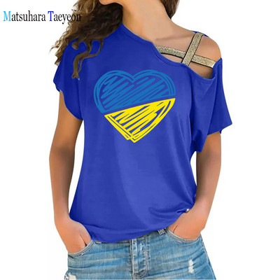 Vintage Ukraina Ukraina lipuga T-särgid Suvised Naiste Topid Lühikeste varrukatega Esteetilised T-särgid Naiste T-särk Vabaajarõivad Tänavarõivad