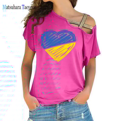 Vintage Ukraina Ukraina lipuga T-särgid Suvised Naiste Topid Lühikeste varrukatega Esteetilised T-särgid Naiste T-särk Vabaajarõivad Tänavarõivad