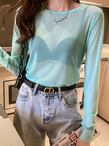 Vasaros korėjiečių mados tinkliniai marškinėliai moteriški vintažiniai permatomi viršutiniai moteriški laisvi balti permatomi biuro marškinėliai