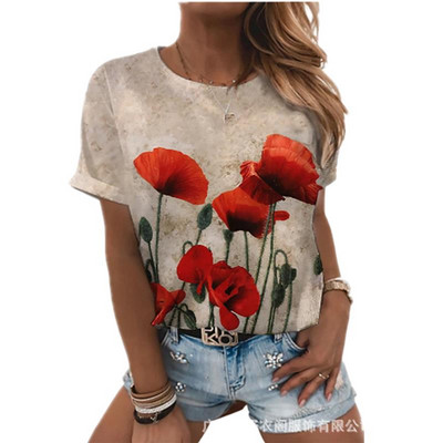 Tricou cu imprimeu de pisică de vară pentru femei, cu mânecă scurtă, cu decolteu în formă de O, Topuri casual, Tricou, la modă, pentru dama, Mărime, Pulover largi, Tricou