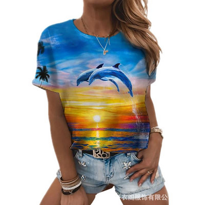 Tricou cu imprimeu de pisică de vară pentru femei, cu mânecă scurtă, cu decolteu în formă de O, Topuri casual, Tricou, la modă, pentru dama, Mărime, Pulover largi, Tricou