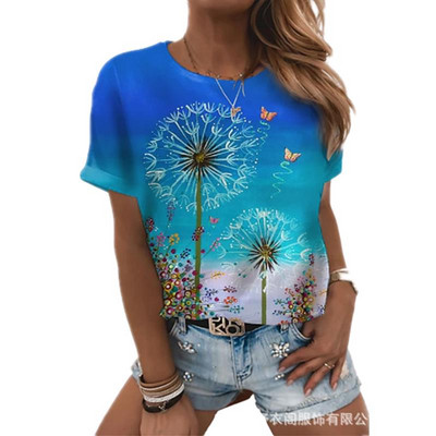 Tricou cu imprimeu de pisică de vară pentru femei, cu mânecă scurtă, cu decolteu în formă de O, Topuri casual, Tricou, la modă, pentru dama, Mărime, Pulover largi, Tricou