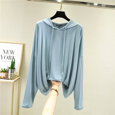 Vintage Modaliniai moteriški marškinėliai ilgomis rankovėmis rudeniniai nauji laisvalaikio laisvi ploni minkšti moteriški marškinėliai 121653WTA