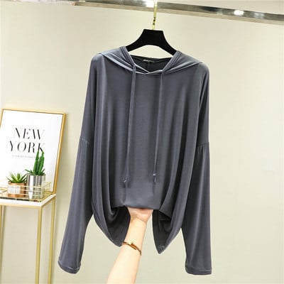 Vintage Modaliniai moteriški marškinėliai ilgomis rankovėmis rudeniniai nauji laisvalaikio laisvi ploni minkšti moteriški marškinėliai 121653WTA