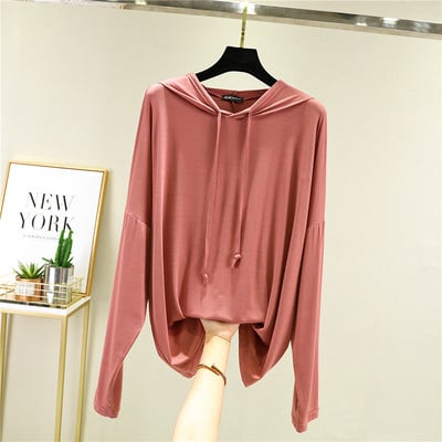 Vintage Modaliniai moteriški marškinėliai ilgomis rankovėmis rudeniniai nauji laisvalaikio laisvi ploni minkšti moteriški marškinėliai 121653WTA