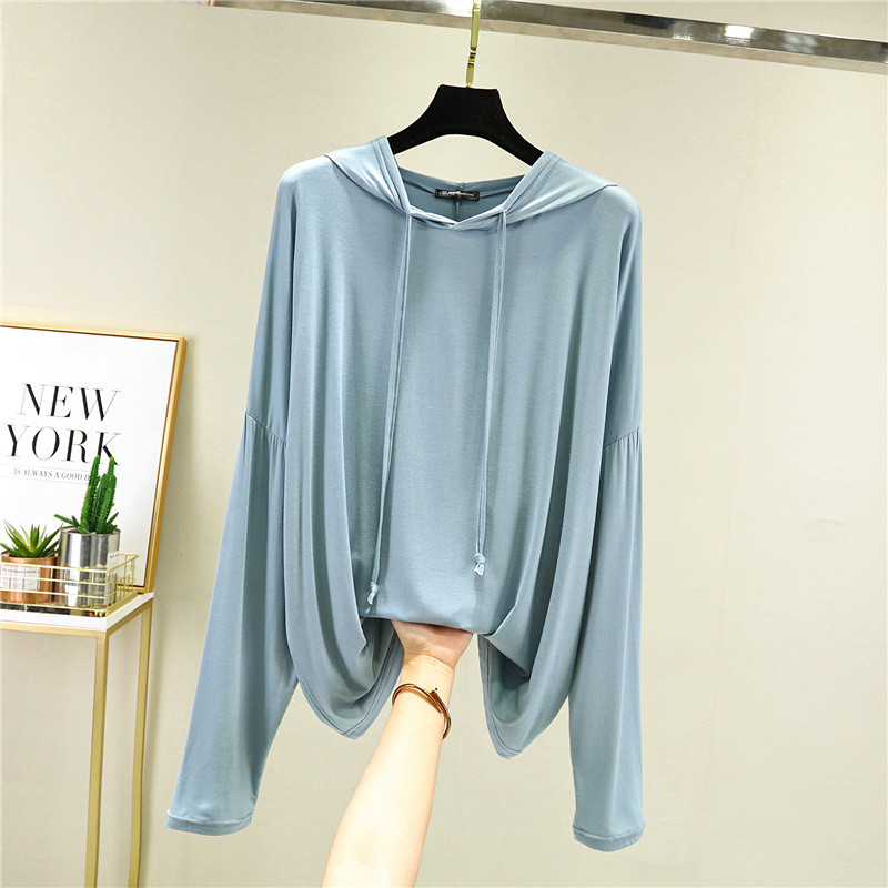 Vintage Modaliniai moteriški marškinėliai ilgomis rankovėmis rudeniniai nauji laisvalaikio laisvi ploni minkšti moteriški marškinėliai 121653WTA