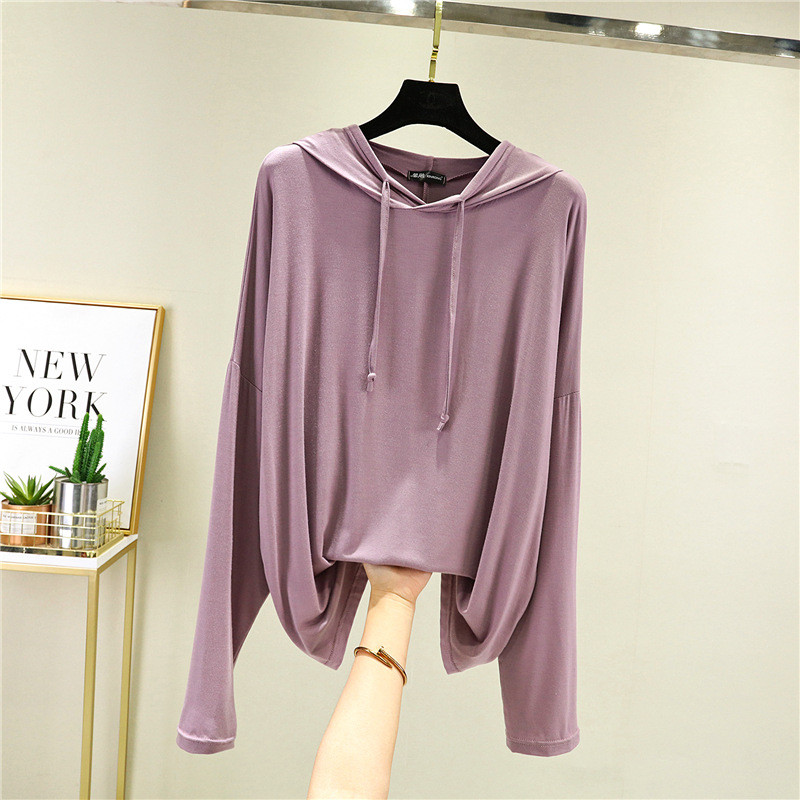 Vintage Modaliniai moteriški marškinėliai ilgomis rankovėmis rudeniniai nauji laisvalaikio laisvi ploni minkšti moteriški marškinėliai 121653WTA