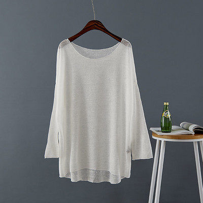 Marškinėliai Moteriški Korėjietiško stiliaus Vasariniai ploni kremai nuo saulės Ilgi Moteriški Smėlio spalvos Draugai Paprasti Solidūs Kietas Karštas Išpardavimas Laisvas Harajuku Hipster