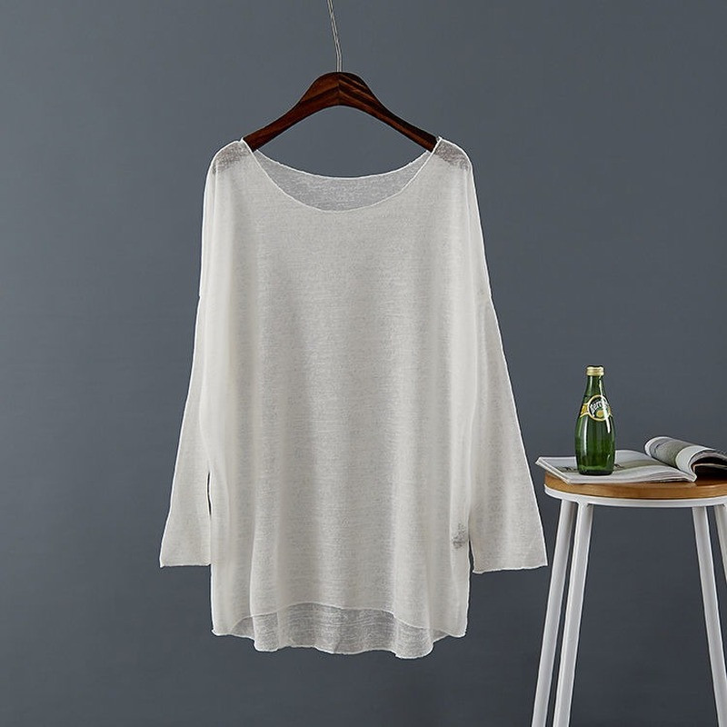 Marškinėliai Moteriški Korėjietiško stiliaus Vasariniai ploni kremai nuo saulės Ilgi Moteriški Smėlio spalvos Draugai Paprasti Solidūs Kietas Karštas Išpardavimas Laisvas Harajuku Hipster