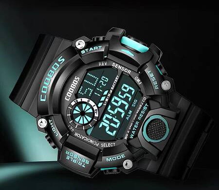 Férfi elektronikus karóra gumi szíjjal, többféle színben