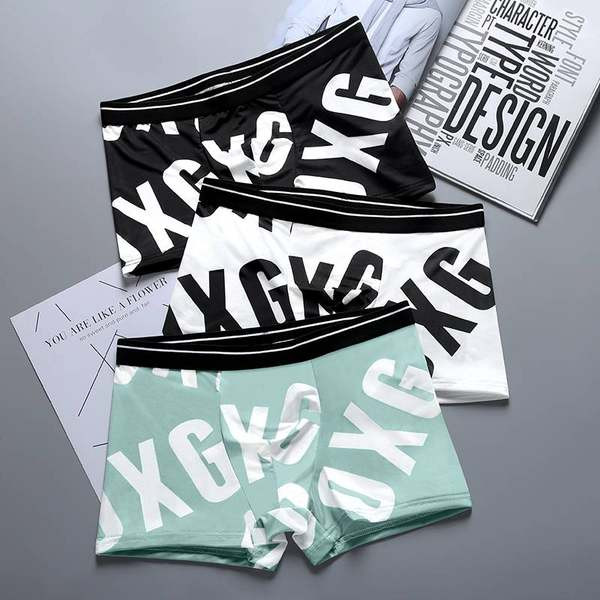 Vyriški medvilniniai bokseriniai šortai su užrašu 1, 2 arba 3 vnt. komplekte