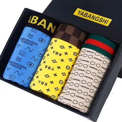 Vyriški apatiniai Vyriški bokso medvilniniai kvėpuojantys keturių kampų berniukai Jaunimo laisvi apatiniai madingi vyriški apatiniai kelnaitės šortai kelnės