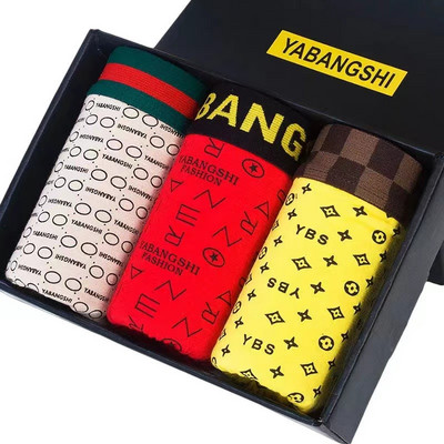 Vyriški apatiniai Vyriški bokso medvilniniai kvėpuojantys keturių kampų berniukai Jaunimo laisvi apatiniai madingi vyriški apatiniai kelnaitės šortai kelnės