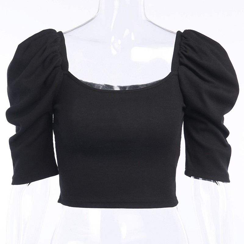 Topuri tricotate sexy pentru femei de vară cu mâneci scurte crop top bustieră camisole club de noapte femei tricou negru alb portocaliu elegant