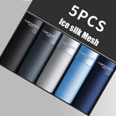 Férfi bugyi jég selyem fehérnemű hálós boxernadrág Férfi boxer Ropa belső Hombre Calzoncillos légáteresztő bambusz lyuk nagy méret