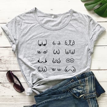 Happy Boobs T-shirt Funny Hipster Nipples Graphic Top T-shirt Casual γυναικείο κοντομάνικο φεμινιστικό μπλουζάκι