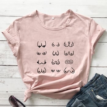 Happy Boobs T-shirt Funny Hipster Nipples Graphic Top T-shirt Casual γυναικείο κοντομάνικο φεμινιστικό μπλουζάκι