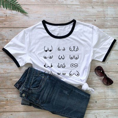 Tricou Happy Boobs Funny Hipster Nipples Graphic Top Tricou Casual Femei Maneca scurta Tricou Feminist Tinuta