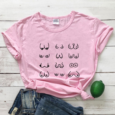 Tricou Happy Boobs Funny Hipster Nipples Graphic Top Tricou Casual Femei Maneca scurta Tricou Feminist Tinuta
