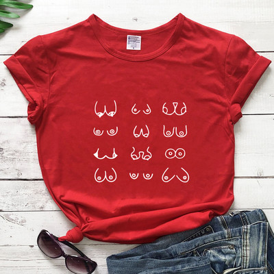 Tricou Happy Boobs Funny Hipster Nipples Graphic Top Tricou Casual Femei Maneca scurta Tricou Feminist Tinuta