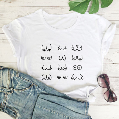 Tricou Happy Boobs Funny Hipster Nipples Graphic Top Tricou Casual Femei Maneca scurta Tricou Feminist Tinuta