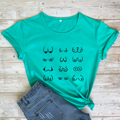 Tricou Happy Boobs Funny Hipster Nipples Graphic Top Tricou Casual Femei Maneca scurta Tricou Feminist Tinuta