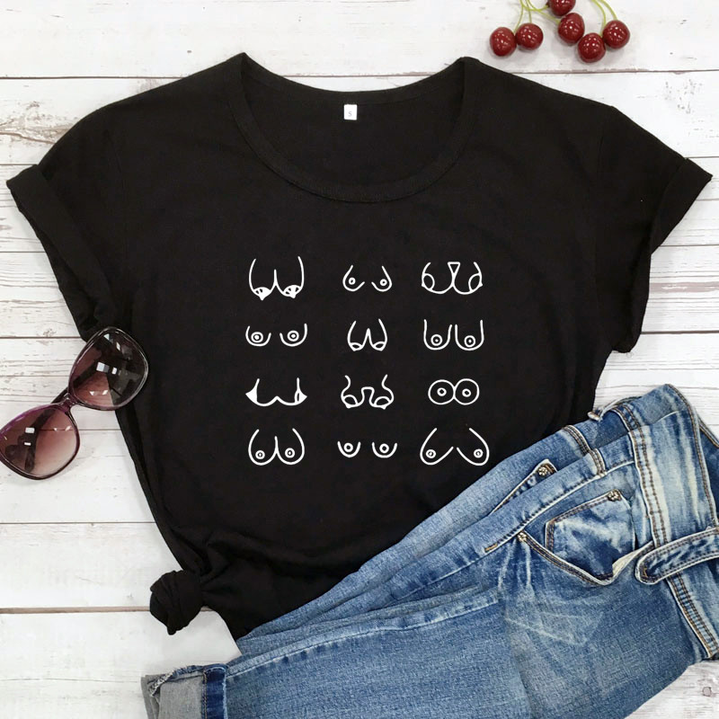 Tricou Happy Boobs Funny Hipster Nipples Graphic Top Tricou Casual Femei Maneca scurta Tricou Feminist Tinuta