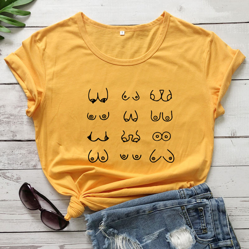 Tricou Happy Boobs Funny Hipster Nipples Graphic Top Tricou Casual Femei Maneca scurta Tricou Feminist Tinuta