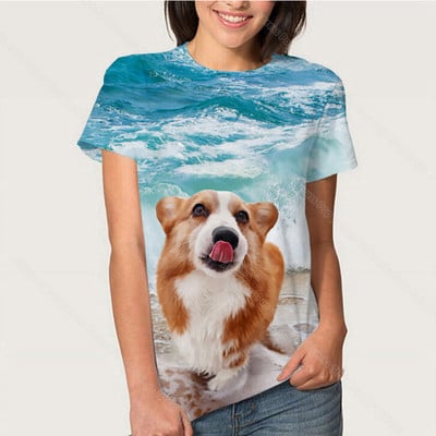 3D Kawaii Animal Dog marškinėliai Korgio auksaspalvio retriverio mopso marškinėliai moterims Kasdieniai gatvės drabužiai Unisex marškinėliai Vasariniai moteriški drabužiai