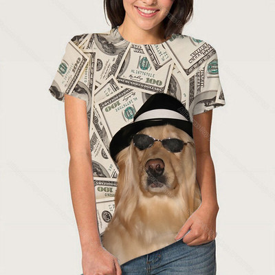 3D Kawaii Animal Dog marškinėliai Korgio auksaspalvio retriverio mopso marškinėliai moterims Kasdieniai gatvės drabužiai Unisex marškinėliai Vasariniai moteriški drabužiai