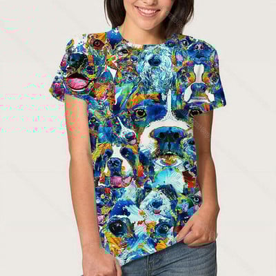 3D Kawaii Animal Dog marškinėliai Korgio auksaspalvio retriverio mopso marškinėliai moterims Kasdieniai gatvės drabužiai Unisex marškinėliai Vasariniai moteriški drabužiai