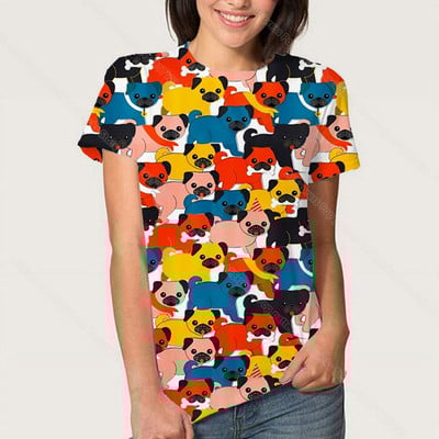 3D Kawaii Animal Dog marškinėliai Korgio auksaspalvio retriverio mopso marškinėliai moterims Kasdieniai gatvės drabužiai Unisex marškinėliai Vasariniai moteriški drabužiai