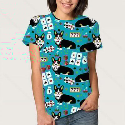 3D Kawaii Animal Dog marškinėliai Korgio auksaspalvio retriverio mopso marškinėliai moterims Kasdieniai gatvės drabužiai Unisex marškinėliai Vasariniai moteriški drabužiai