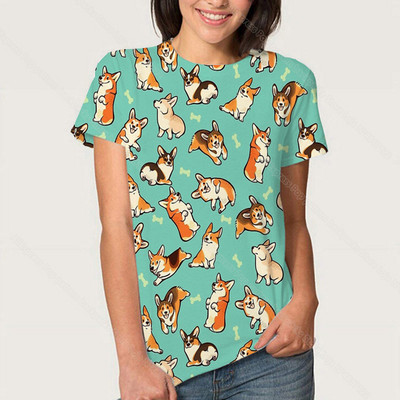 3D Kawaii Animal Dog marškinėliai Korgio auksaspalvio retriverio mopso marškinėliai moterims Kasdieniai gatvės drabužiai Unisex marškinėliai Vasariniai moteriški drabužiai