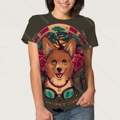 3D Kawaii Animal Dog marškinėliai Korgio auksaspalvio retriverio mopso marškinėliai moterims Kasdieniai gatvės drabužiai Unisex marškinėliai Vasariniai moteriški drabužiai