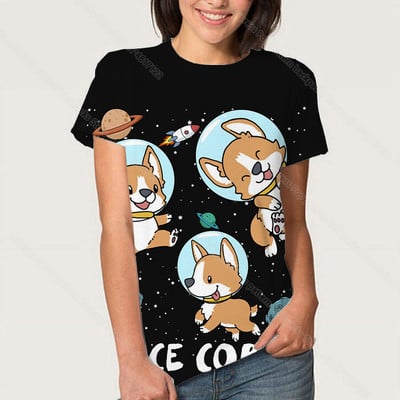 3D Kawaii Animal Dog marškinėliai Korgio auksaspalvio retriverio mopso marškinėliai moterims Kasdieniai gatvės drabužiai Unisex marškinėliai Vasariniai moteriški drabužiai