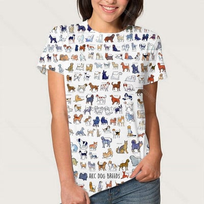 3D Kawaii Animal Dog marškinėliai Korgio auksaspalvio retriverio mopso marškinėliai moterims Kasdieniai gatvės drabužiai Unisex marškinėliai Vasariniai moteriški drabužiai